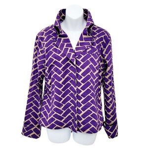 2/$20 Vintage Y2K Top Fashion Purple Pattern Buttons Down Shirt Top Size: M